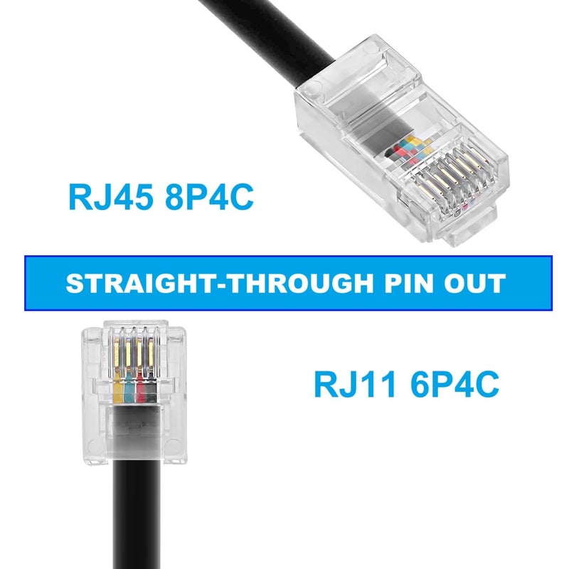 Vthahaby Telephone line (3 Pack 20 FT) RJ45 to RJ11 Adapter Converter Cable RJ45 8P4C Male to RJ11 6P4C Male for Landline Telephone Service for Extending, Connecting for Fax or Answering Machine - Image 2